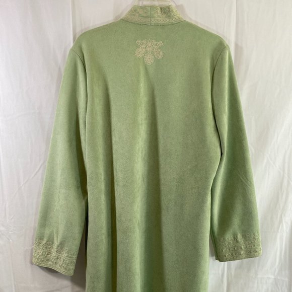 Solitaire Long Sleeve Open Duster Mint Green White Embroidery NWT Women's Size L - Picture 3 of 16